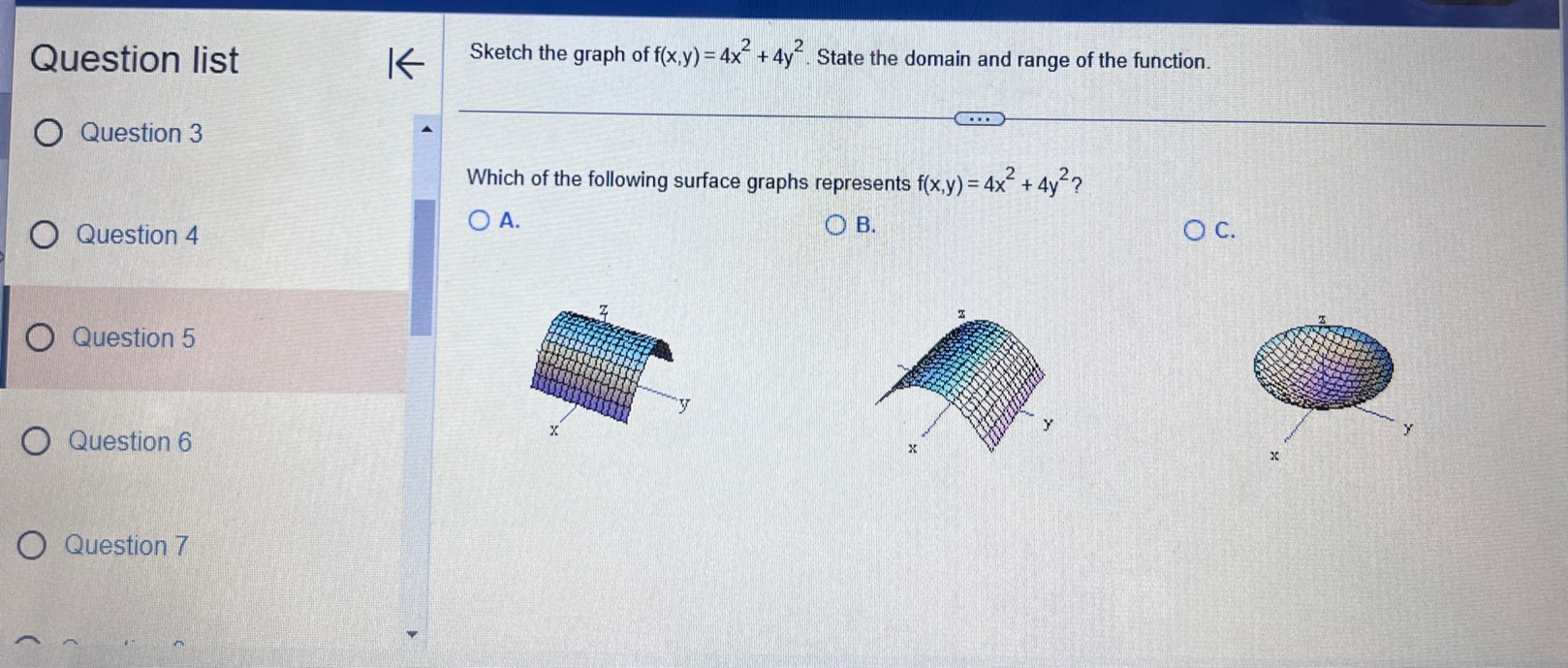 Question 5 Y Question 6 X Question 7Find the domain of the