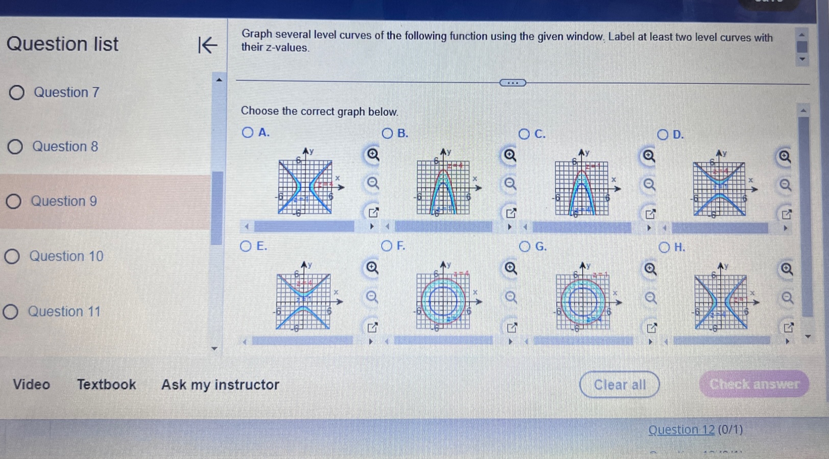 Question list K f (x,y) =13-3x - 3y O Question 1 Select