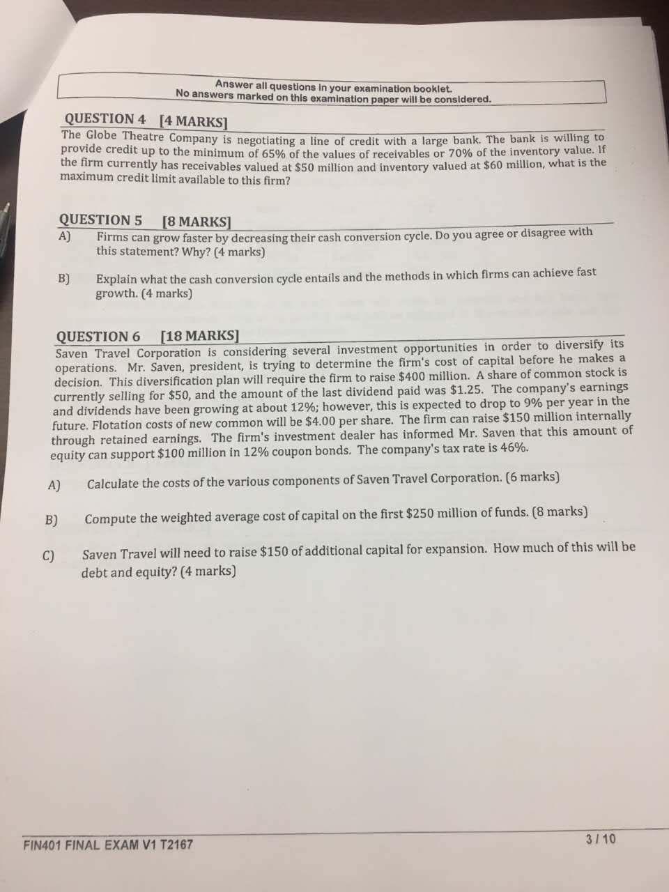 examination p r will be considered. QUESTION 4 14 MARKS] The Globe