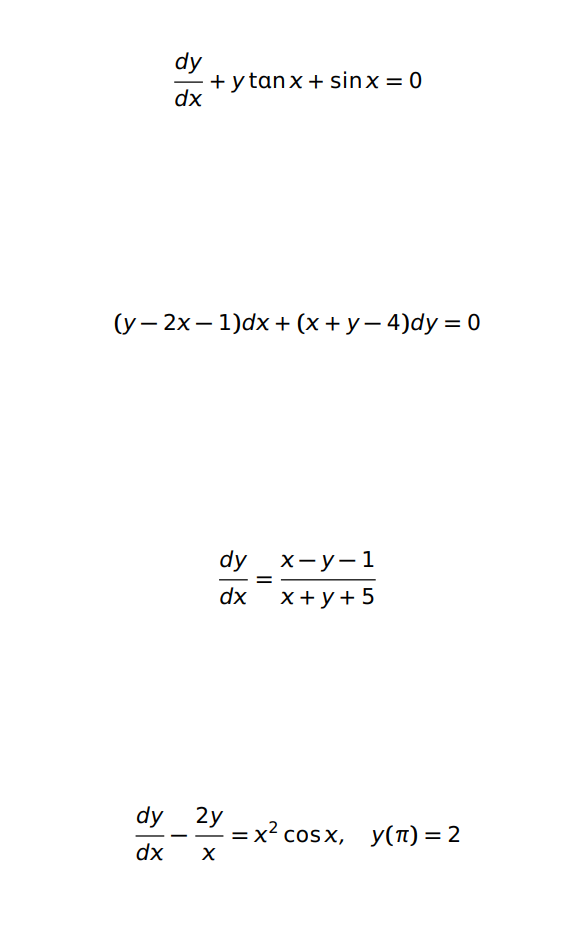(x + Y dy 4)dy O y(TT) = 2 dx = x2