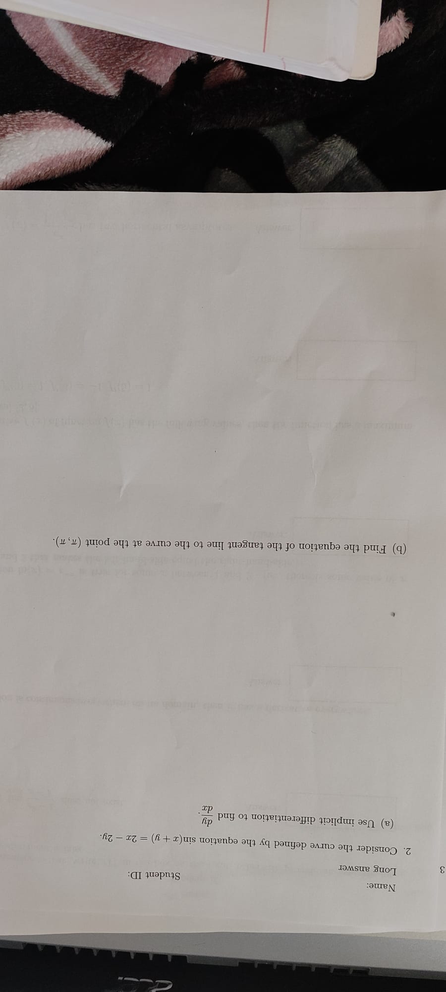 the equation sin(r + y) = 2x - 2y. (a) Use implicit
