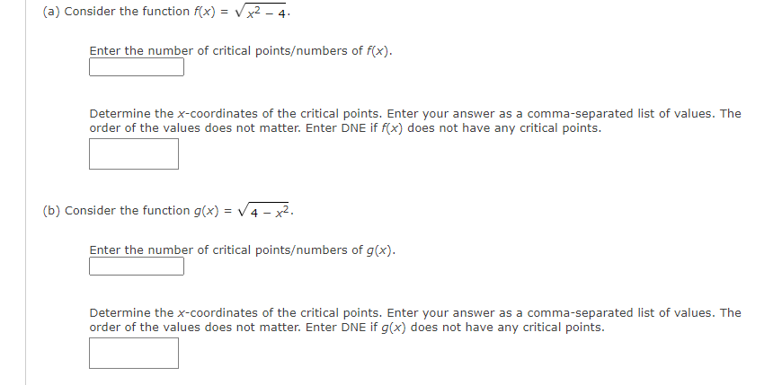 f(x). Determine the x-coordinates of the critical points. Enter your answer as
