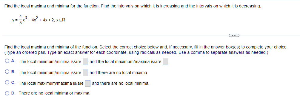 intervals on which it is increasing and the intervals on which it