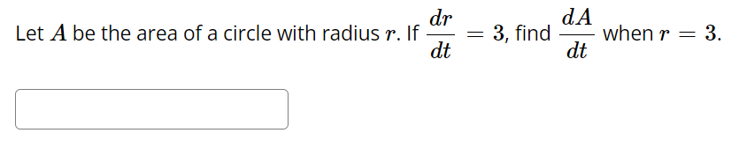 03A Let A be the area efa circle with radius r.