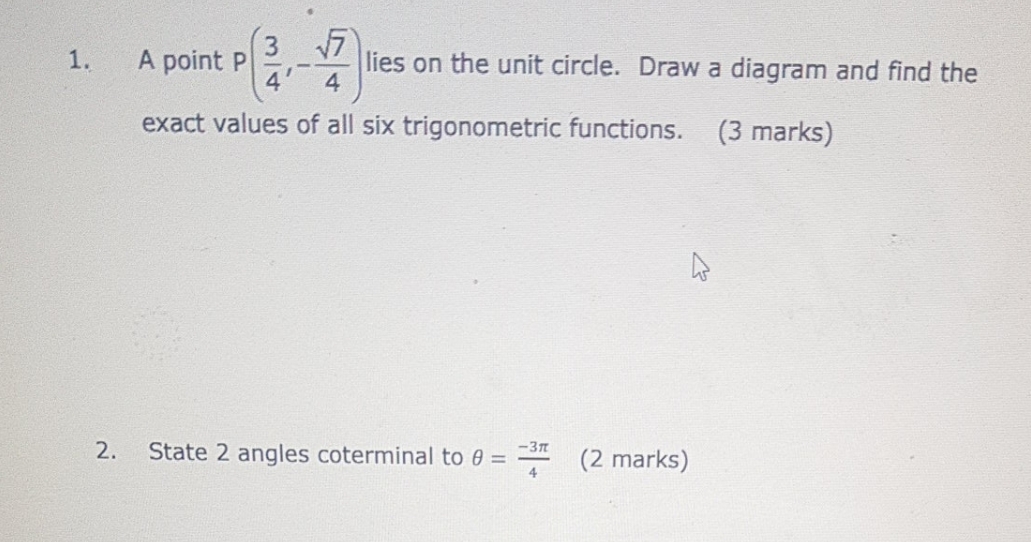  Solve both 1. A point P A/ W lies on the