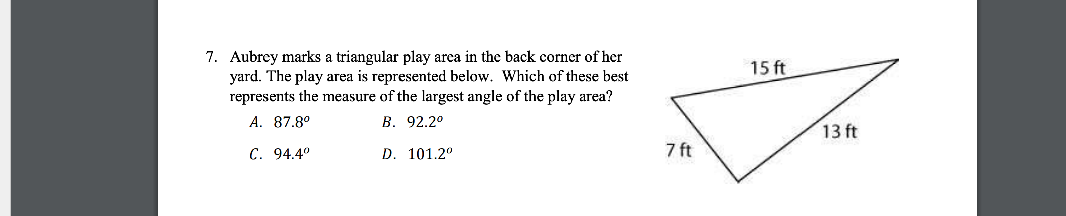 of her yard. The play area is represented below. Which of these