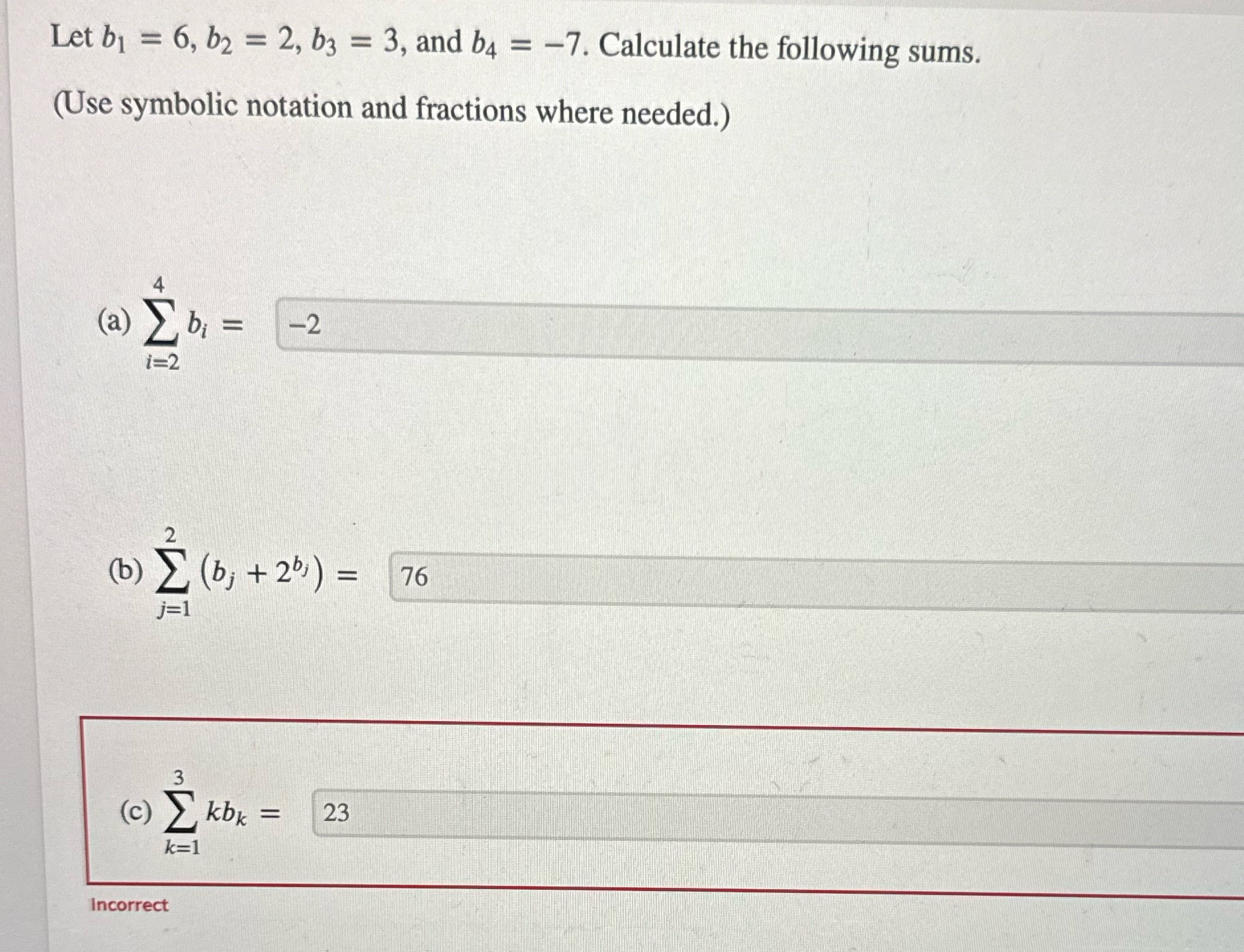  Let b1 = 6, b2 = 2, b3 = 3, and