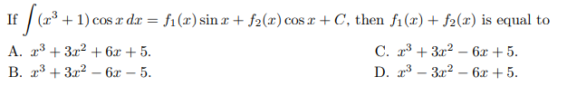  If (x3 + 1) cose de = fi(x) sine + f2(x)