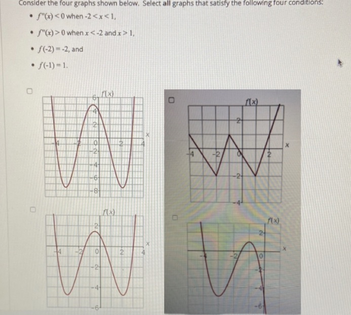 the following four conditions: . "(x) 0 when x 1, . f(-2)