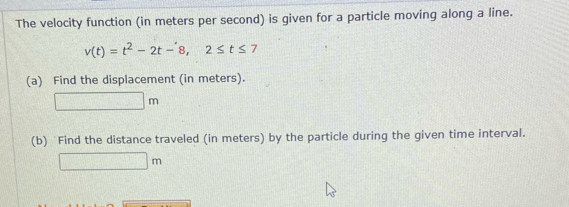 particle moving along a line. v (t ) = tz - 2t