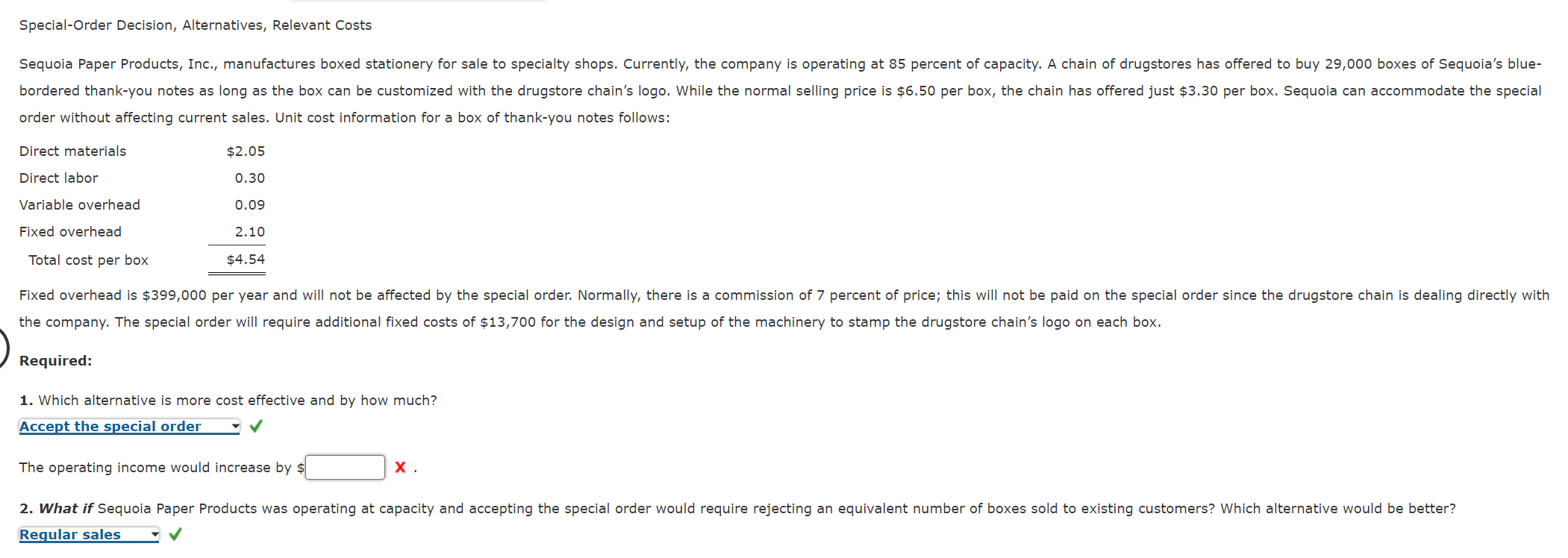 cost information for a box of thank-you notes follows: the company. The