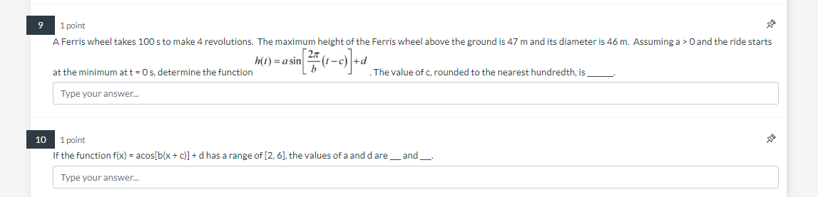 can be written in the form y = asin(bx) + d. 6ty