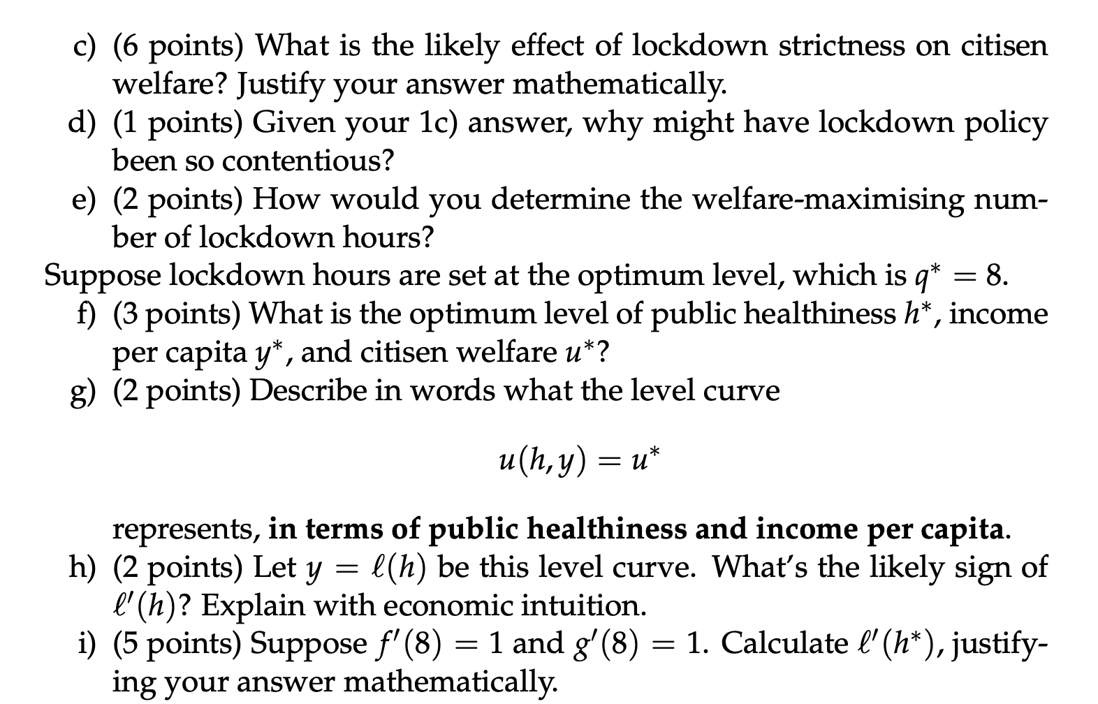 h is public healthiness and y is income per capita. a) (2