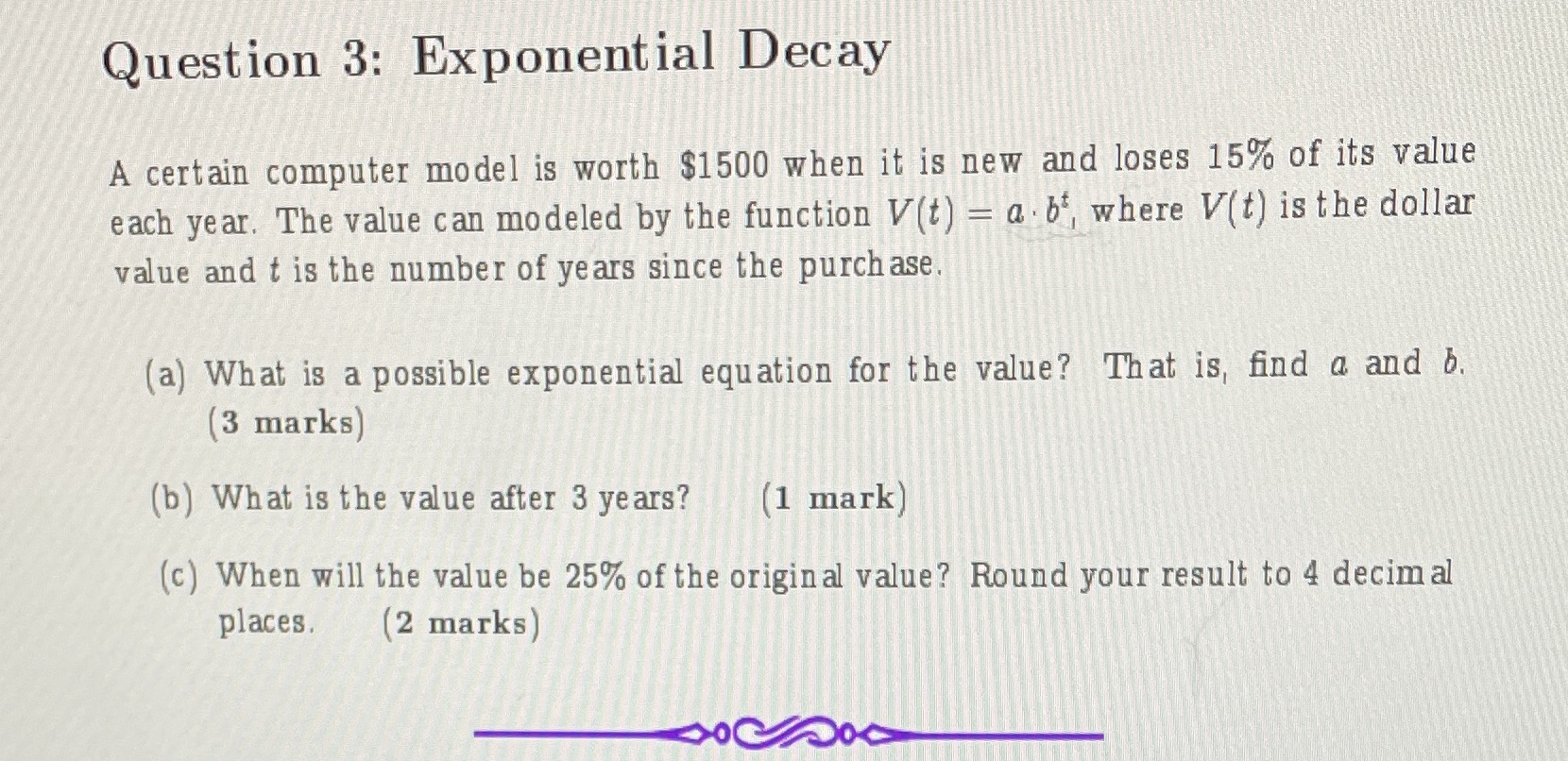 when it is new and loses 15% of its value each year.