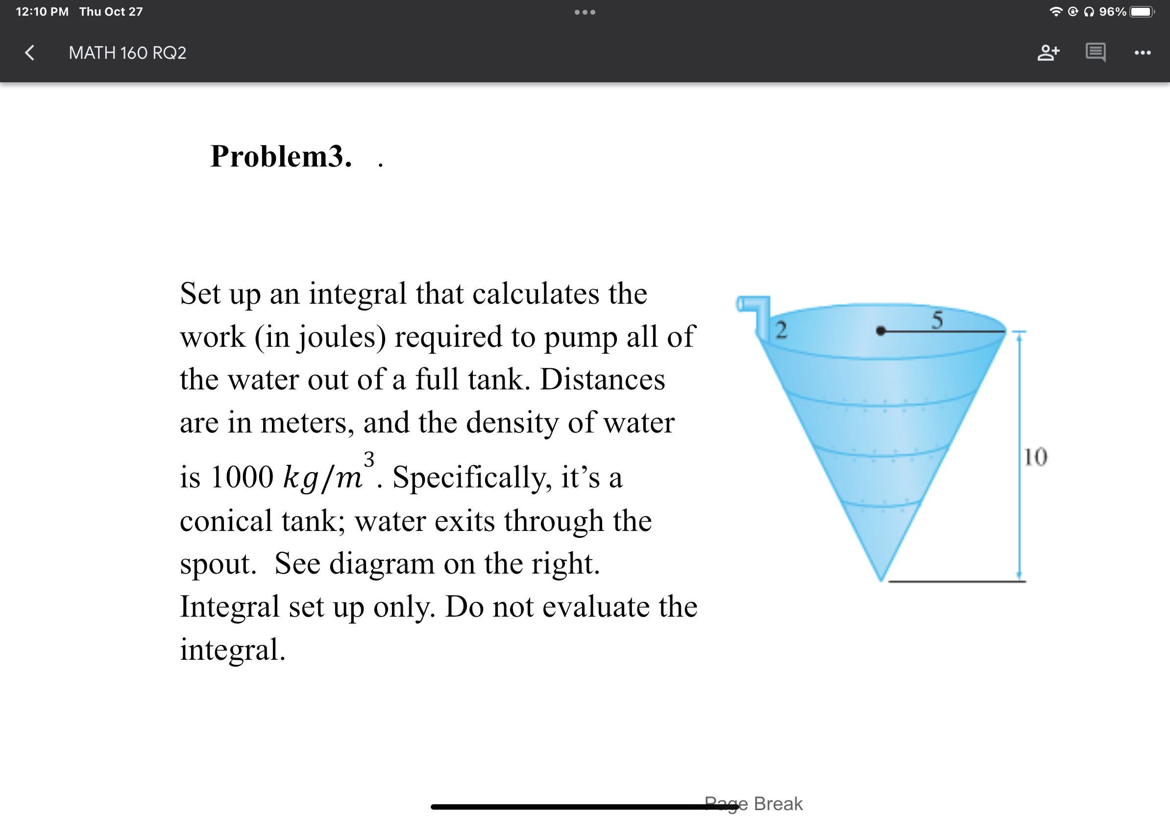 of the water out of a full tank. Distances are in meters,