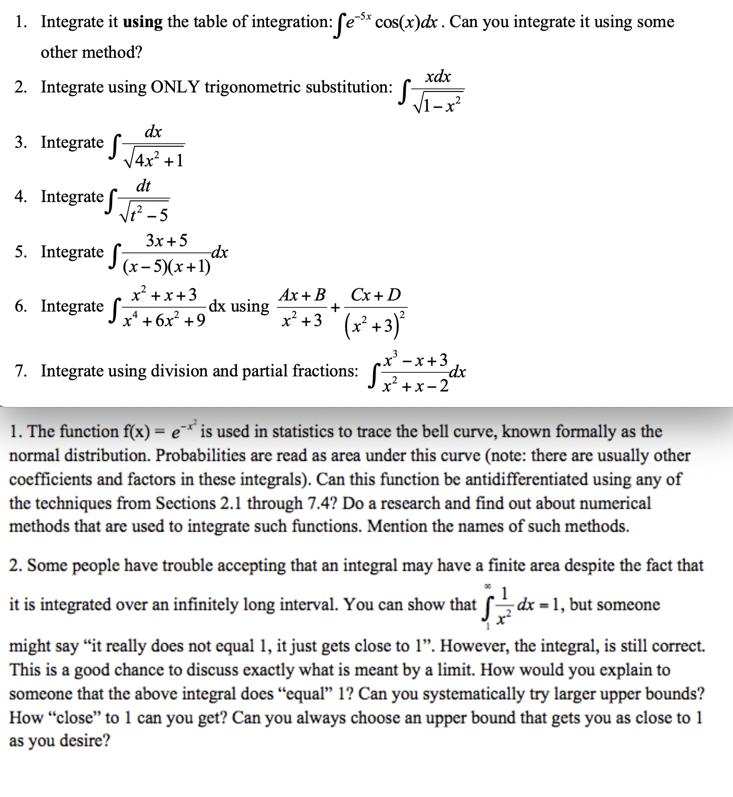  -.. l. Integrate it using the table of integration: f (2'5"