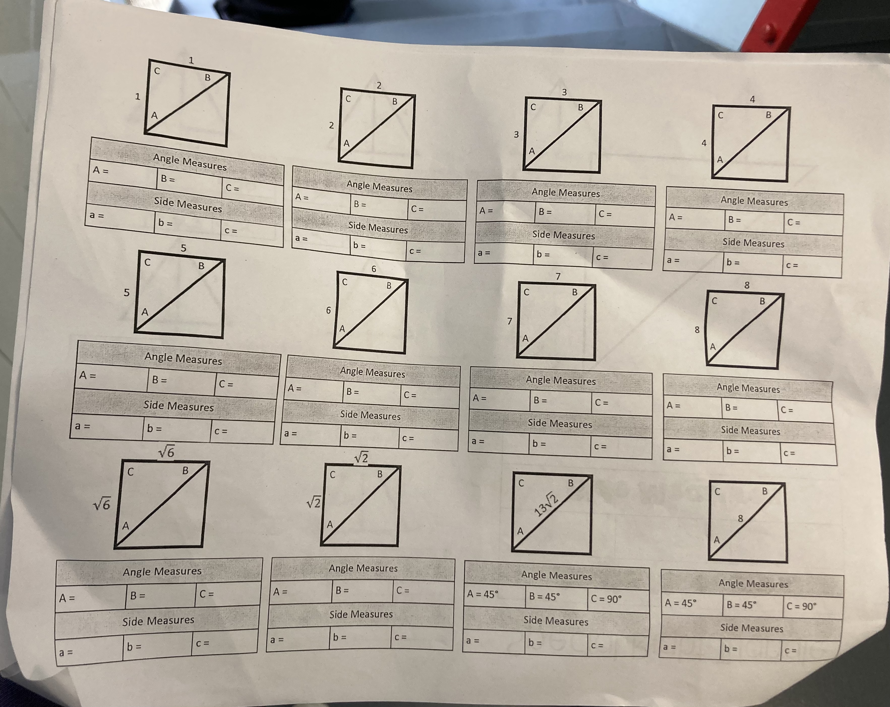 30-60-90 or 45-45-90 30-60-90 or 45-45-90 30-60-90 or 45-45-90 Side Length Ratios:
