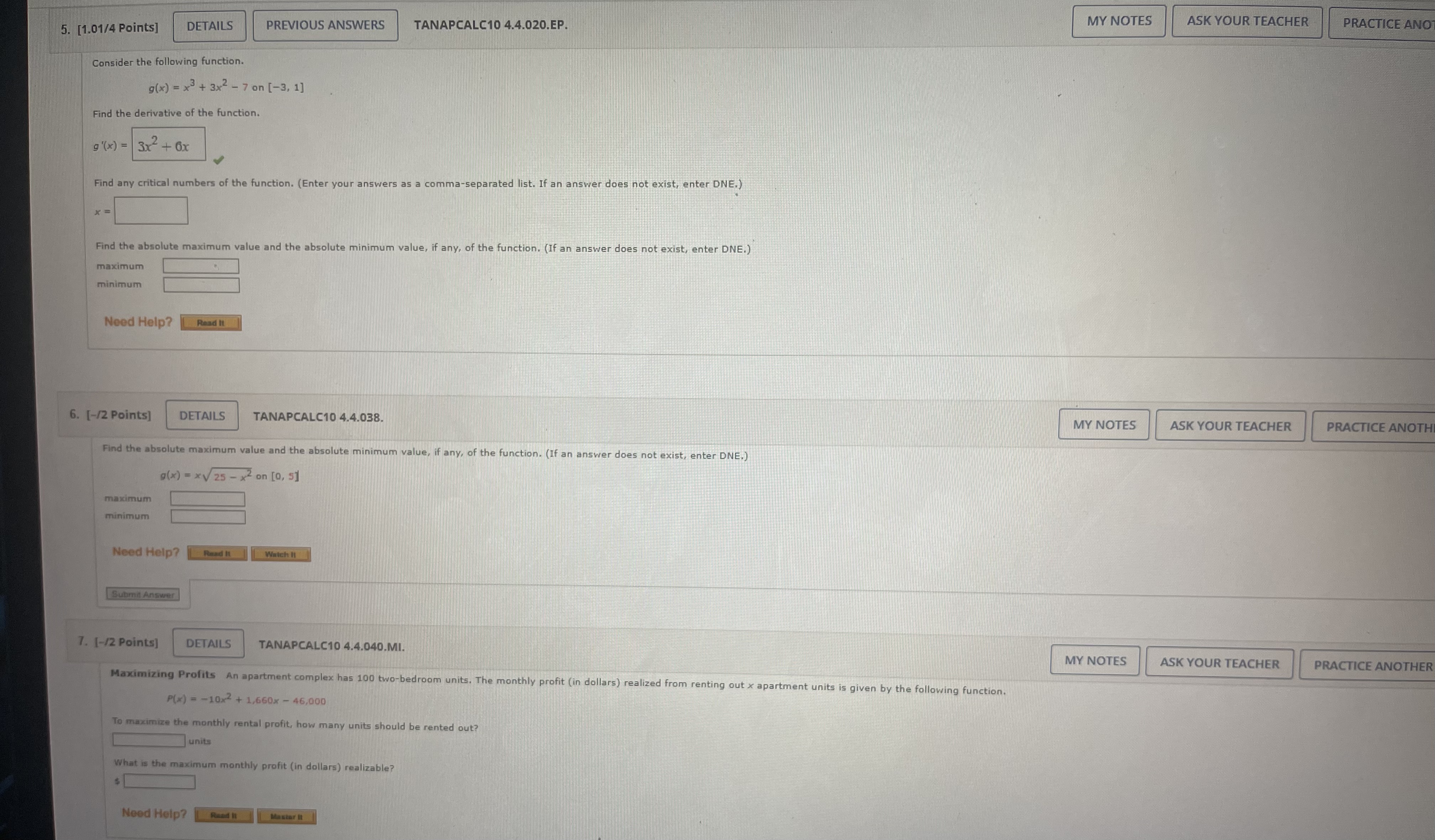  MY NOTES ASK YOUR TEACHER PRACTICE ANO 5. [1.01/4 Points] DETAILS