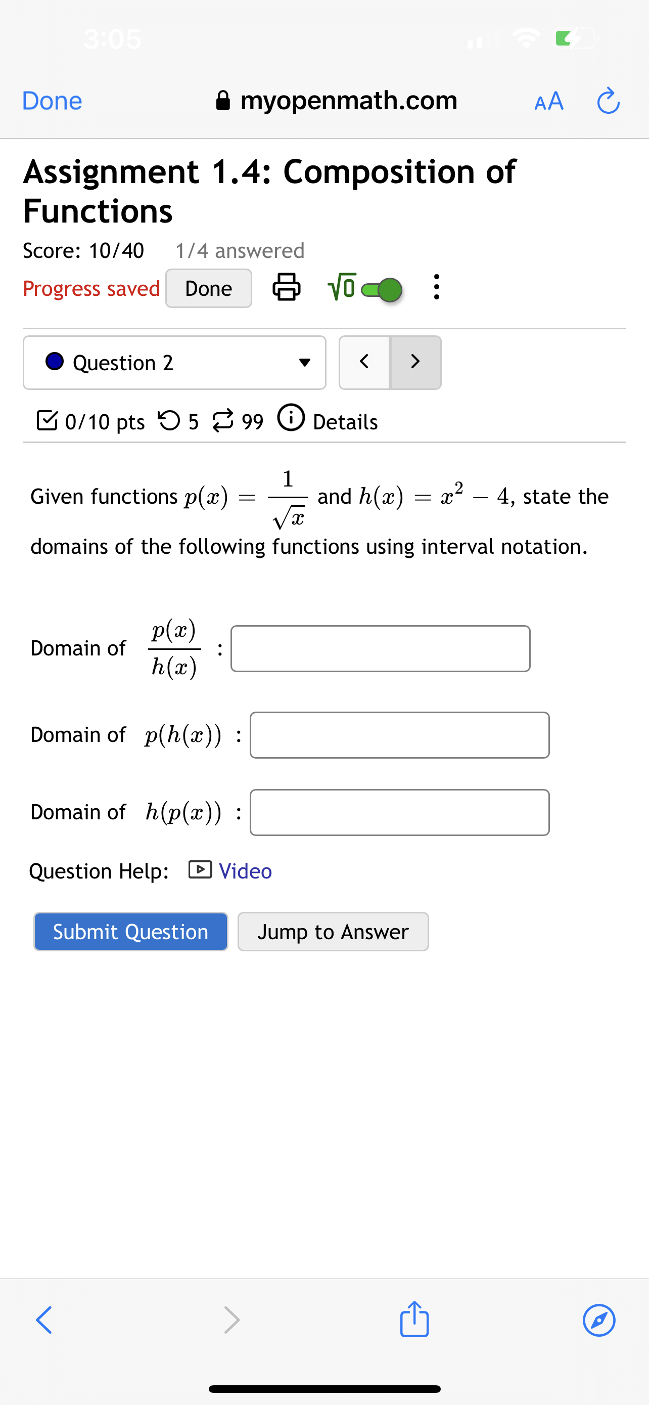 0, a = Question Help: DVideo Submit Question Jump to Answer 0/10