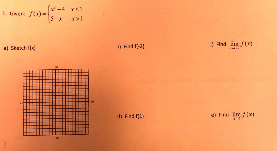 e), and f) algebraically. d) lim x? + x-2 4+x-2 x -1