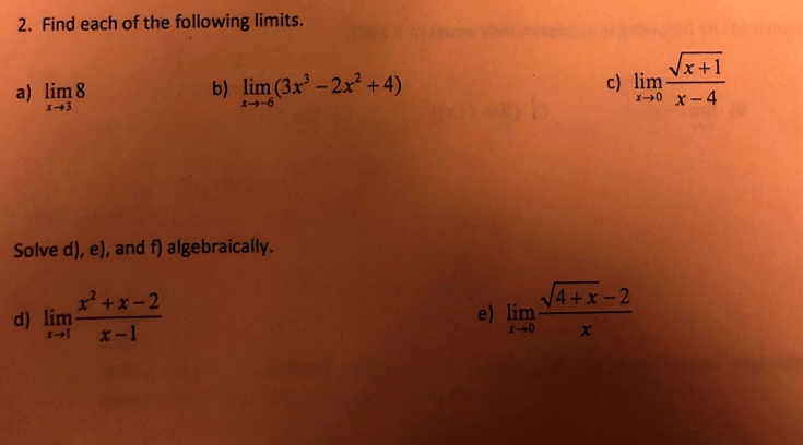 e) lim x-+0 X\f4. If lim f(x) =3 then which of the