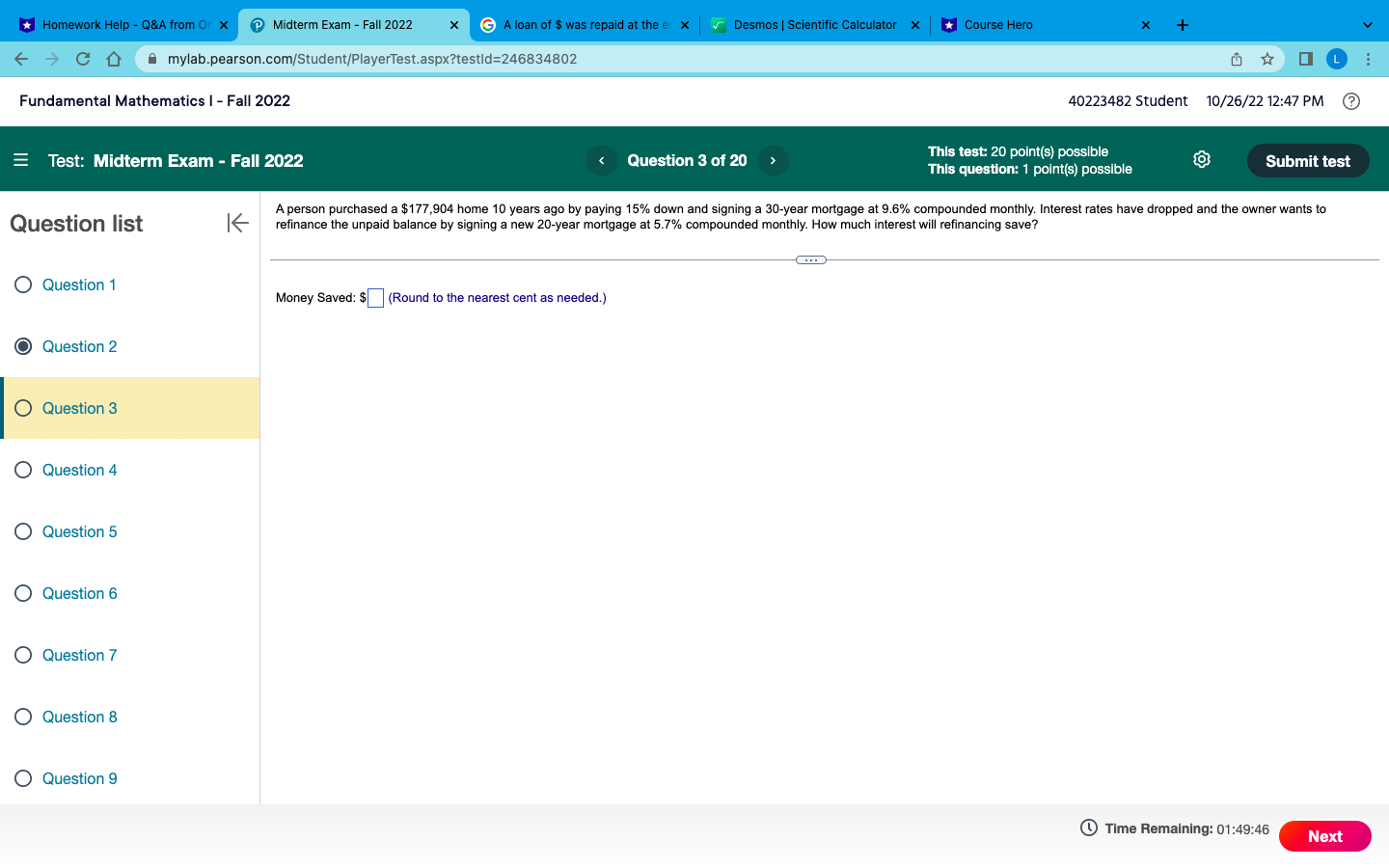 - Fall 2022 X G A loan of $ was repaid at