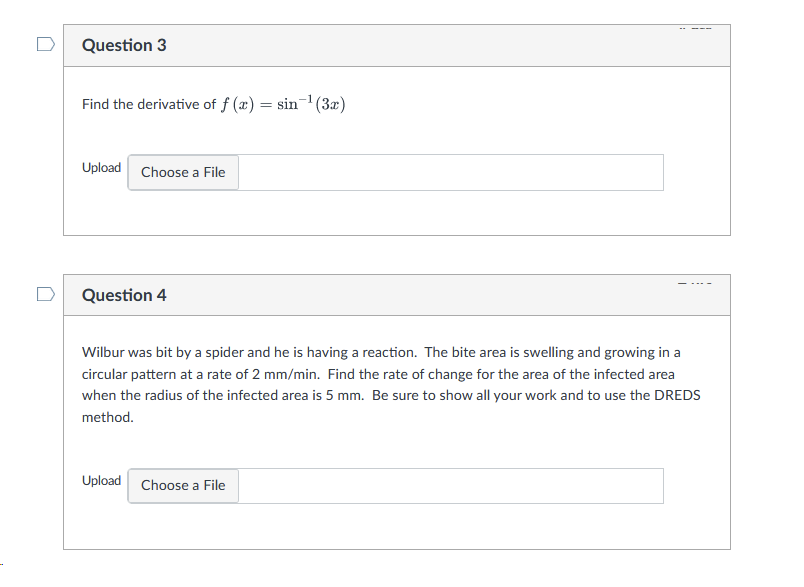 50 minutes D Question 3 Find the derivative of f (x) =