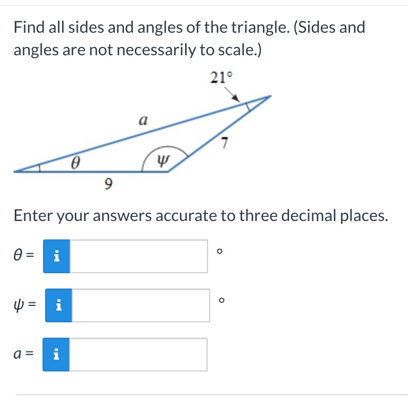 a=n Find all sides and angles of the triangle below. (Sides and