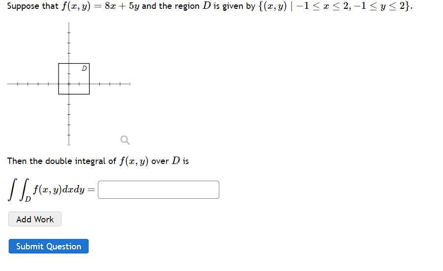 y) = 8:1: + 53; and the region Dis given by {{m,y)