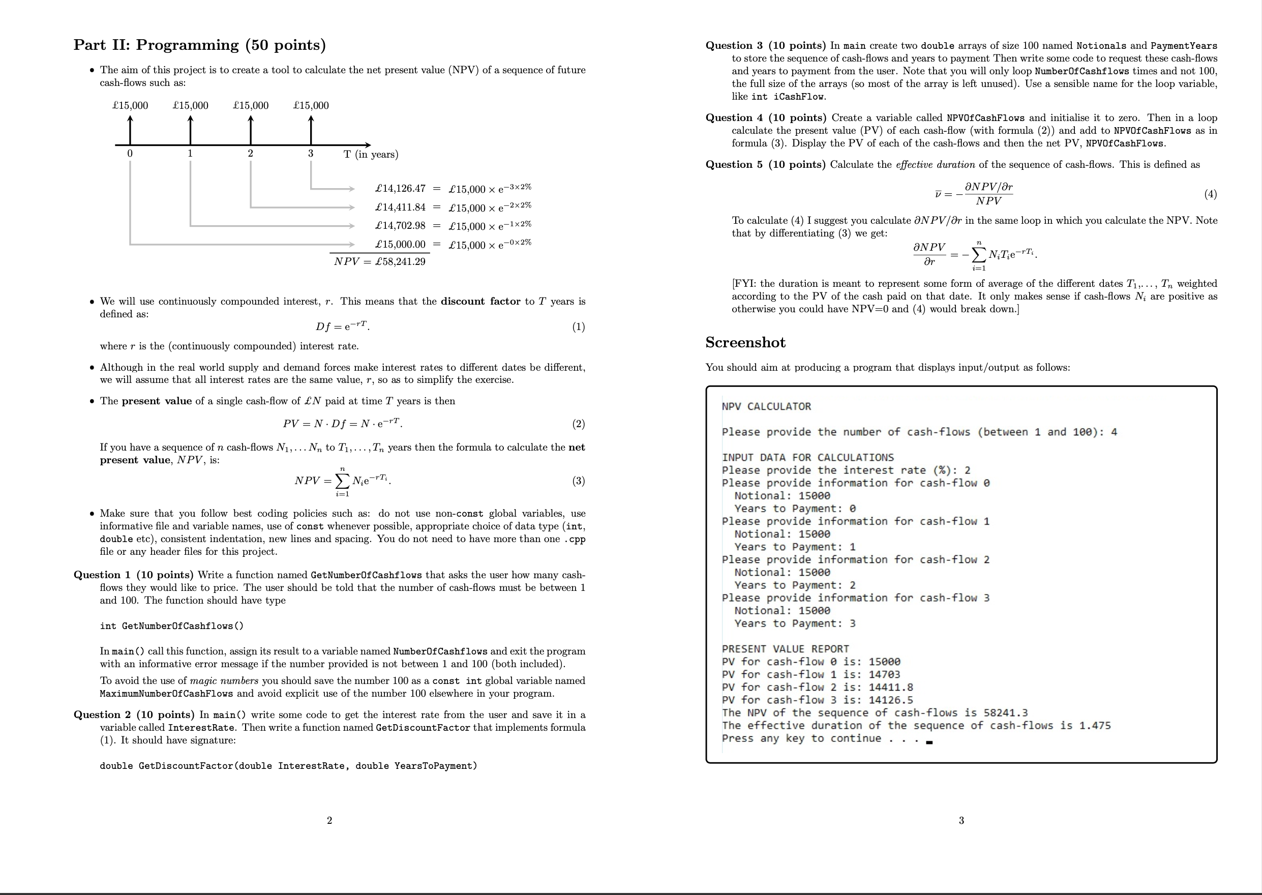  C++ programming Part II: Programming (50 points) Question 3 (10 points)