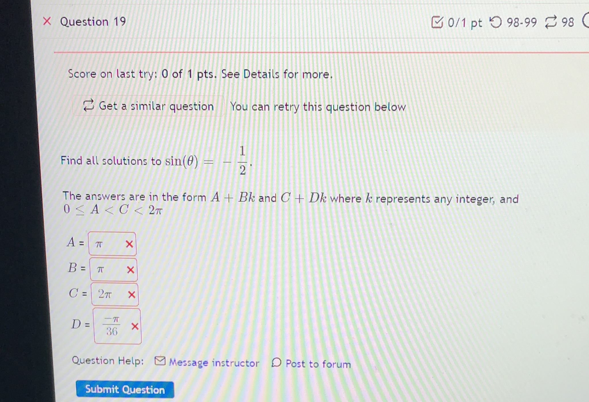  See attached image below. x Question 19 [3 0/1 p: '0