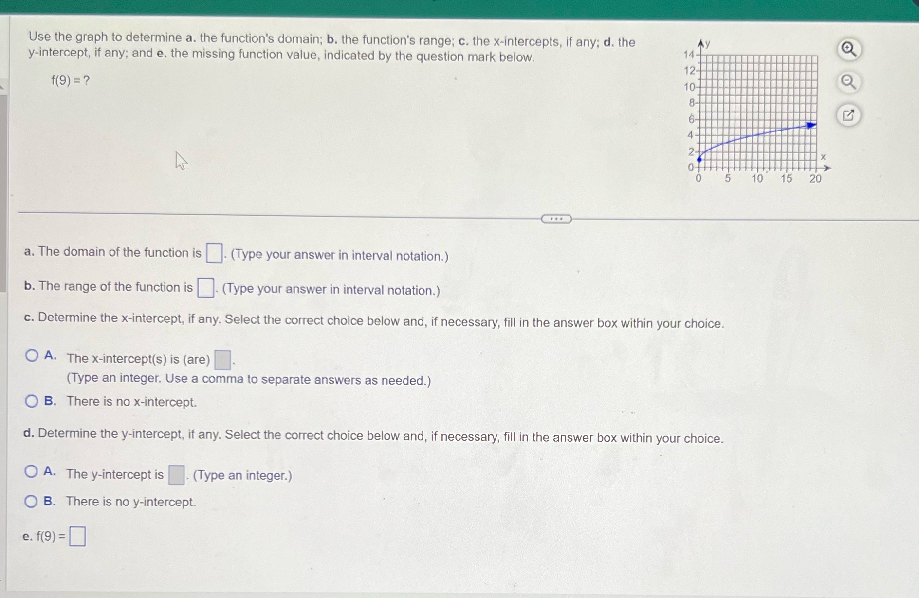  L Use the graph to determine a. the function's domain; b.
