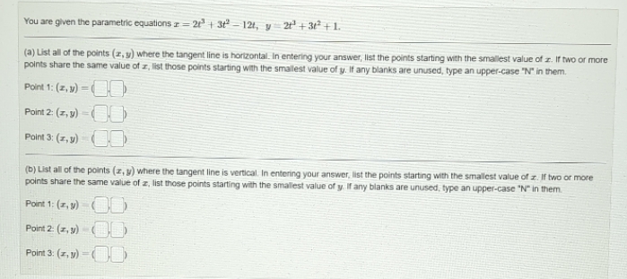  You are given the parametric equations + = 213 + 3t'