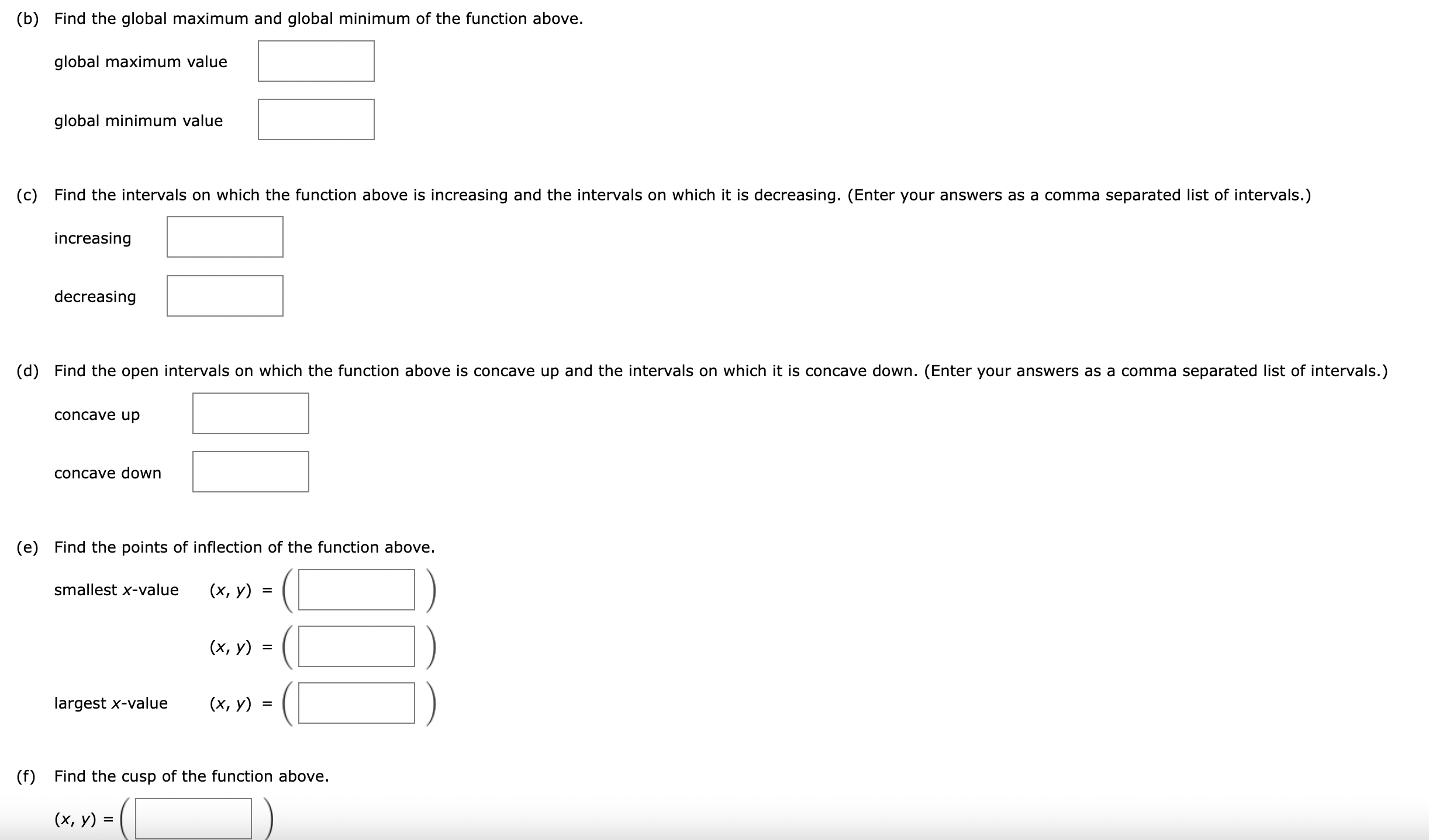 at endpoints.) Find the local minima of the function above. (Local extrema