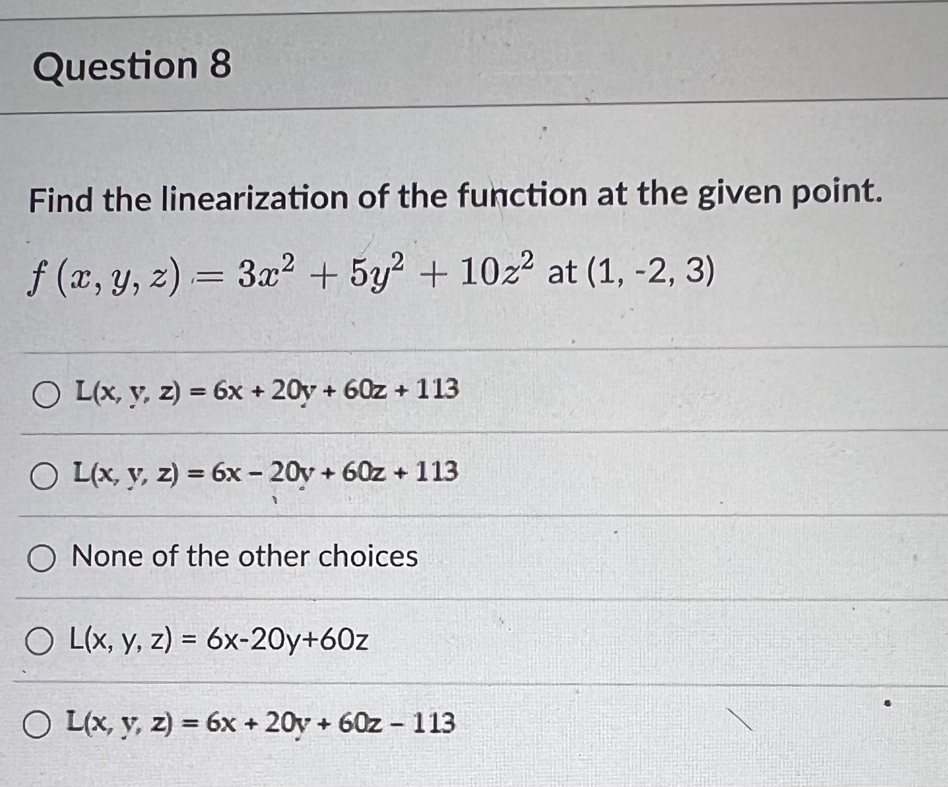 y = In t. O O _ 0 7 O None of