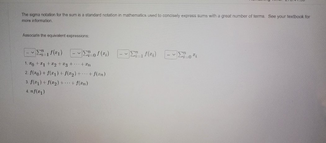 a standard notation in mathematics used to concisely express sums with a