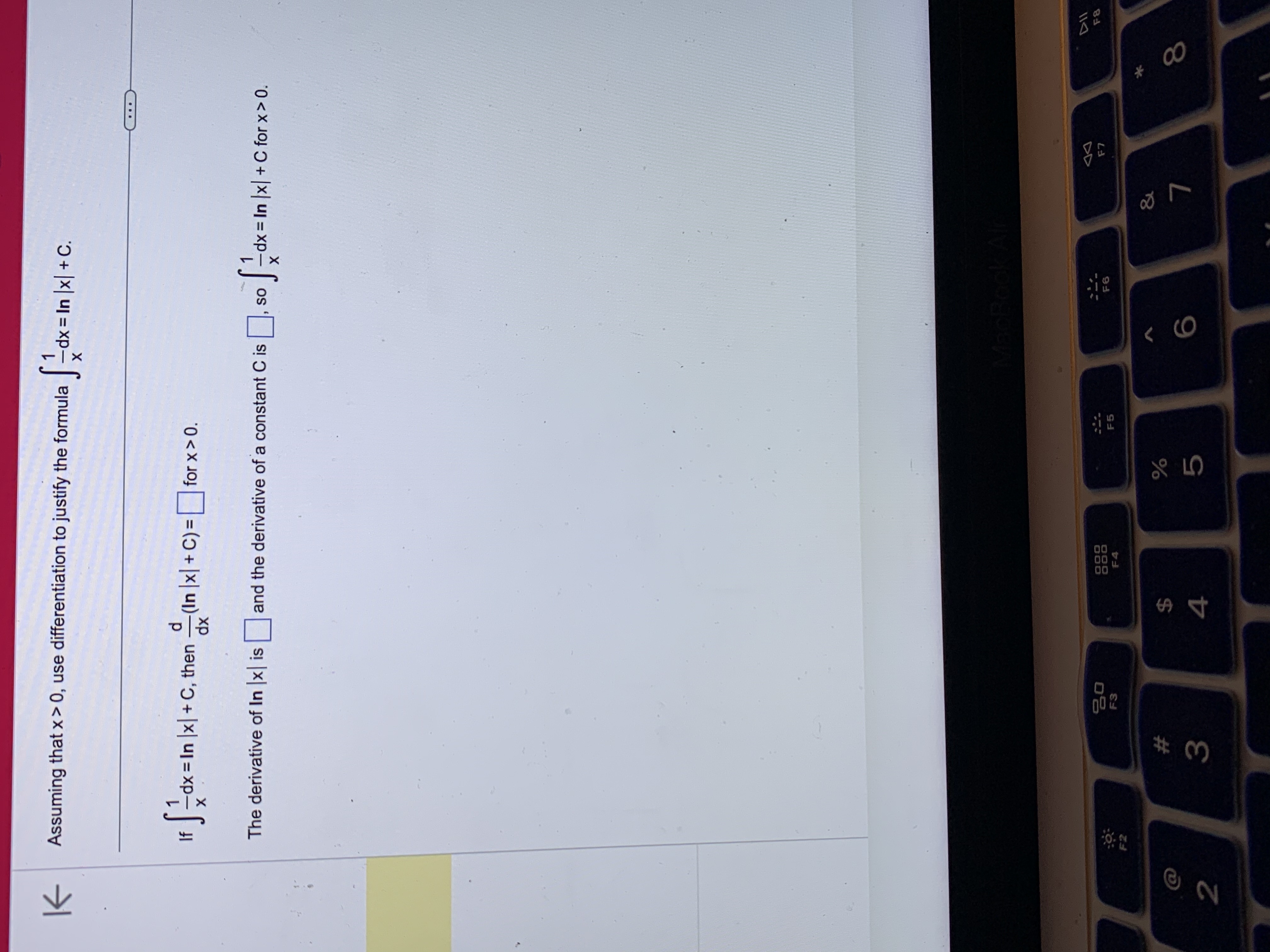 differentiation to justify the formula - dx = In |x| + C.
