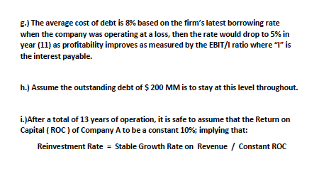 following additional information based on assumptions made listed on Page 4: a.)