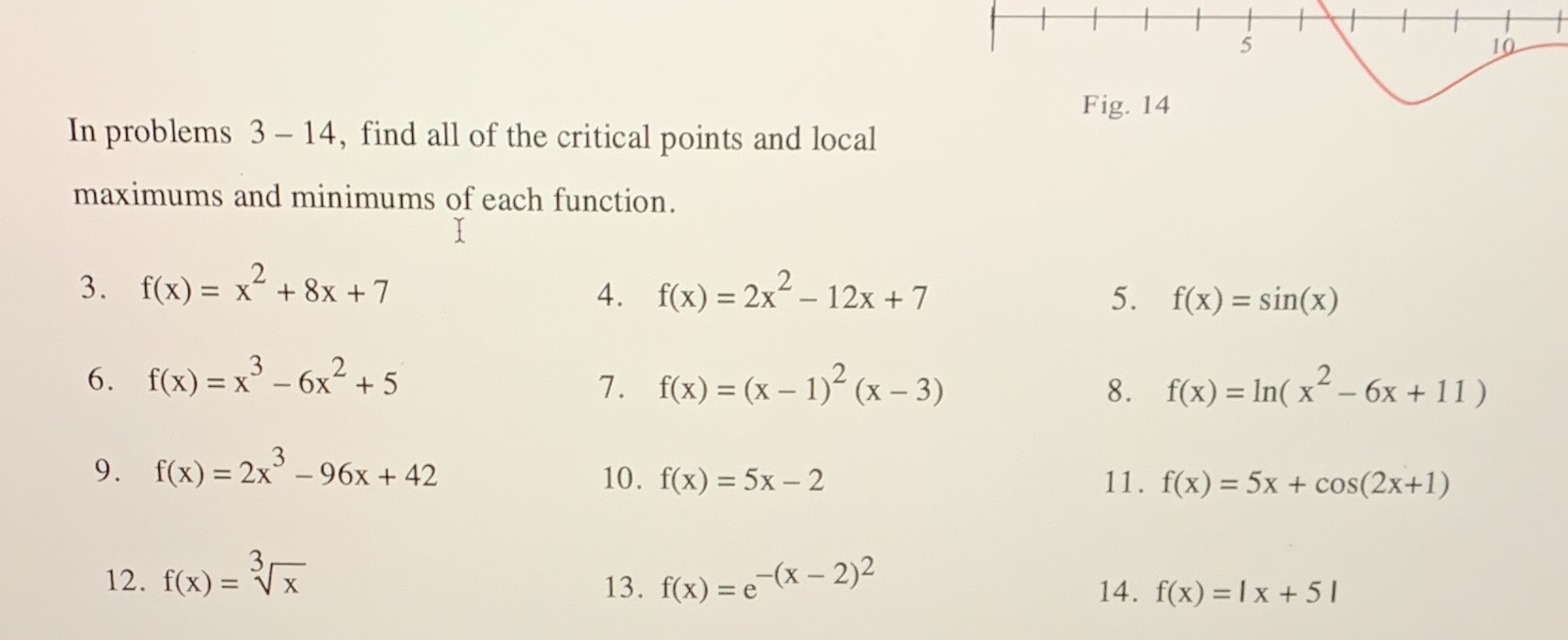 Fig. 14 In problems 3 -14, find all of the critical points