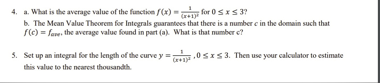 average value of the function f (x) = (\"102 for 0 S