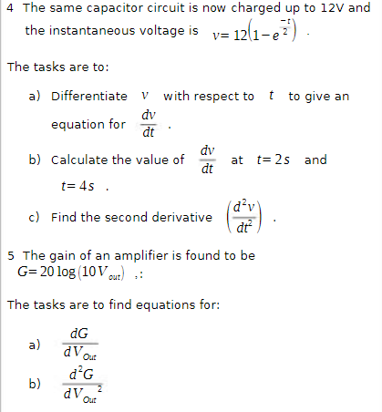 and the instantaneous voltage is v= 12 1-e The tasks are to: