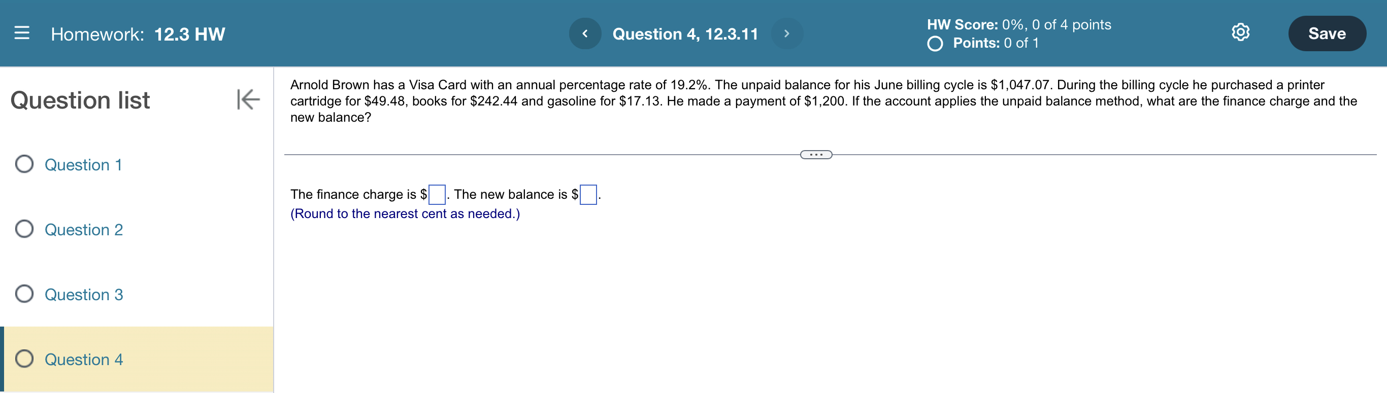 1 Homework: 12.3 HW ' Question1.12.3.1 What is the monthly interest rate