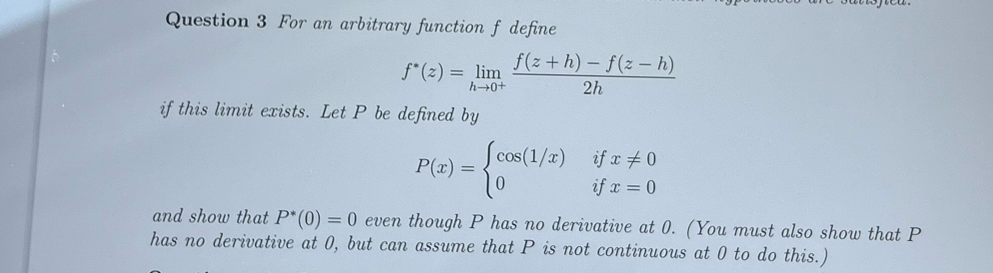 f ( z + h) - f(z -h) h -+ 0+ 2h