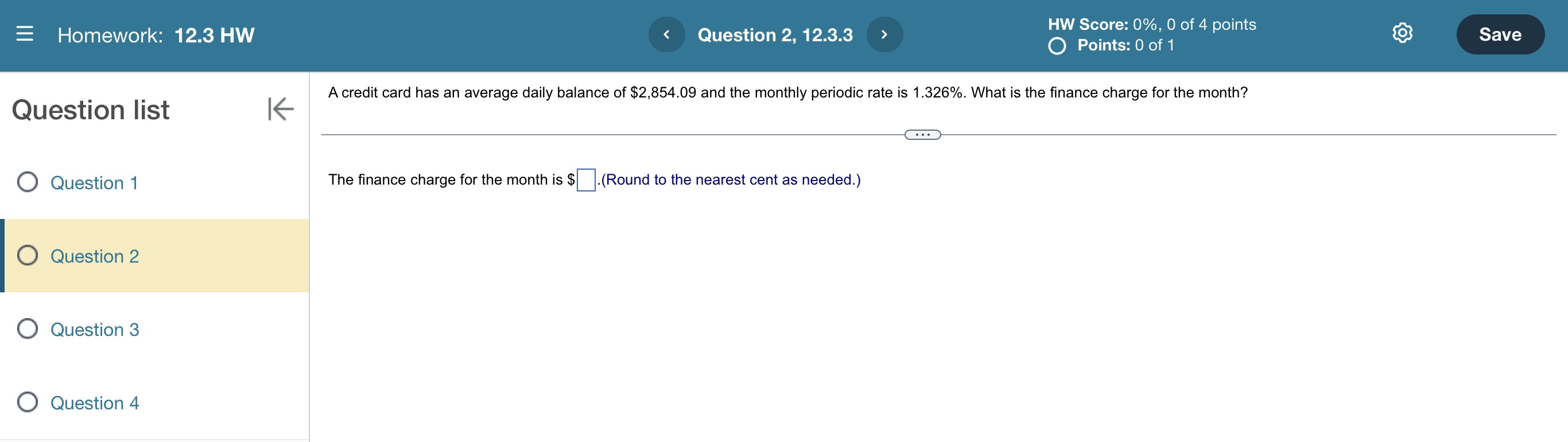 Points: 0 of 1 Homework: 12.3 HW Question 4. 12.3.11 _ _