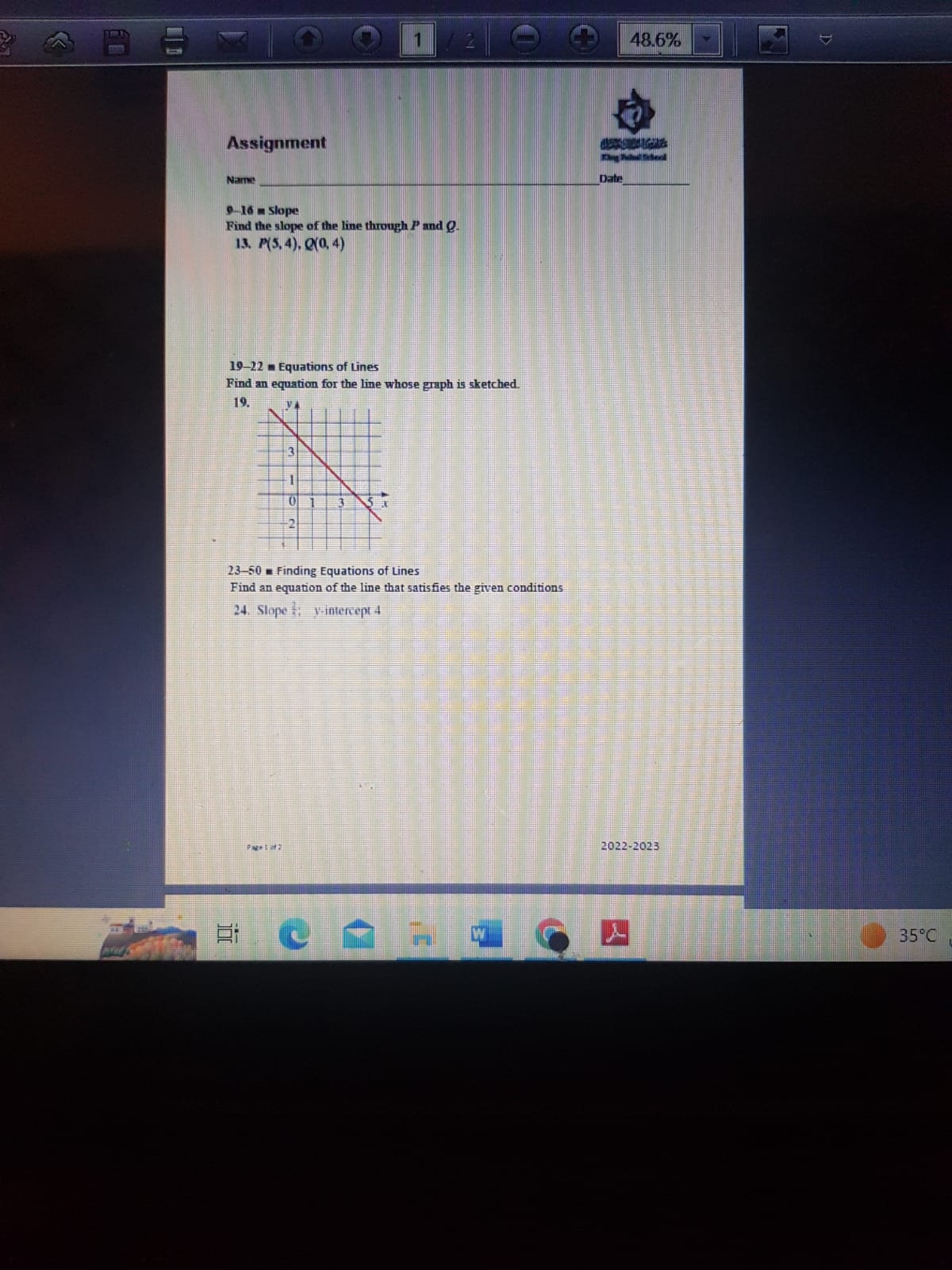  17 0 0 1 / 2 48.6% Assignment Name Date 9