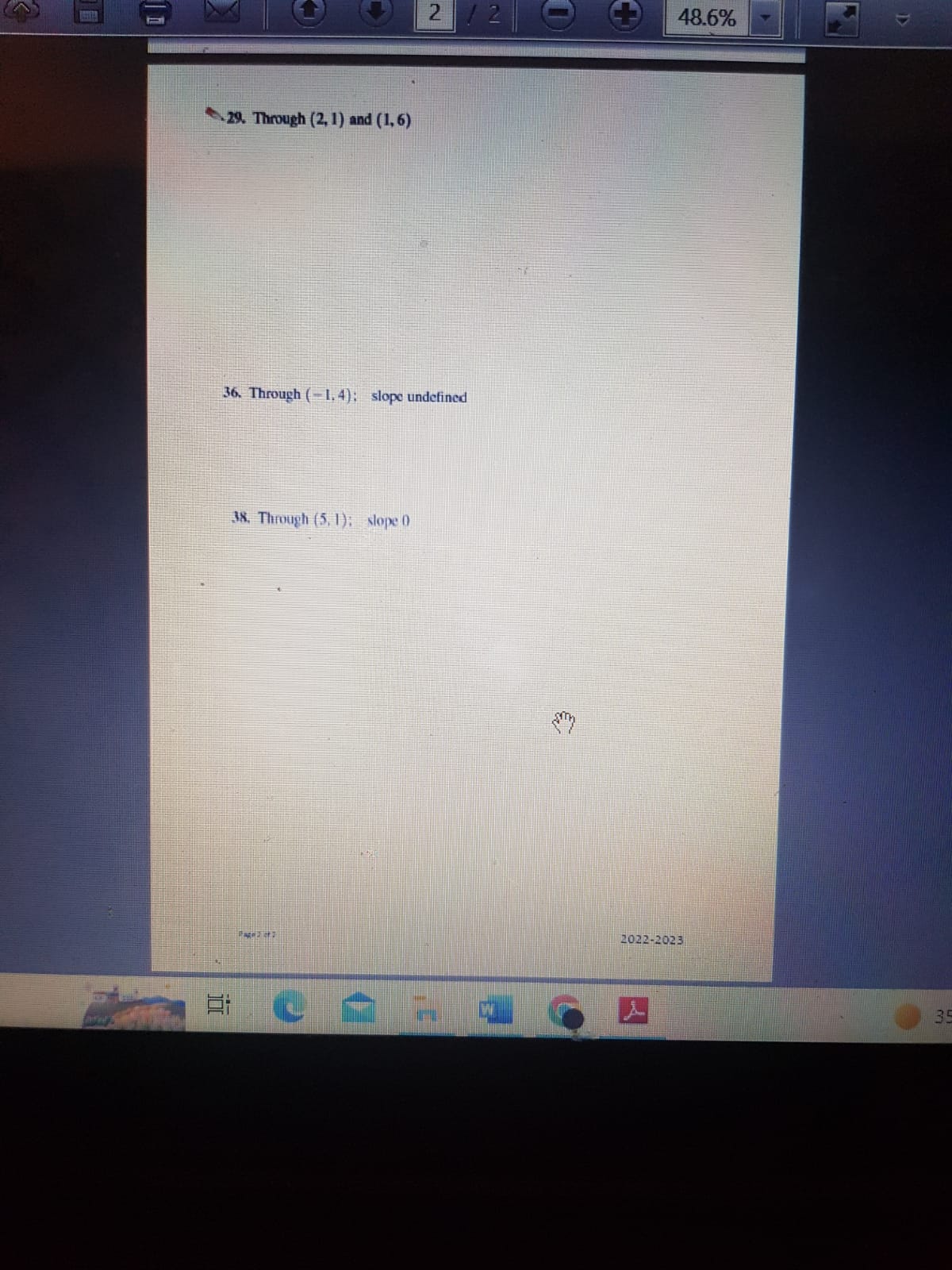 16 = Slope Find the slope of the line through P and