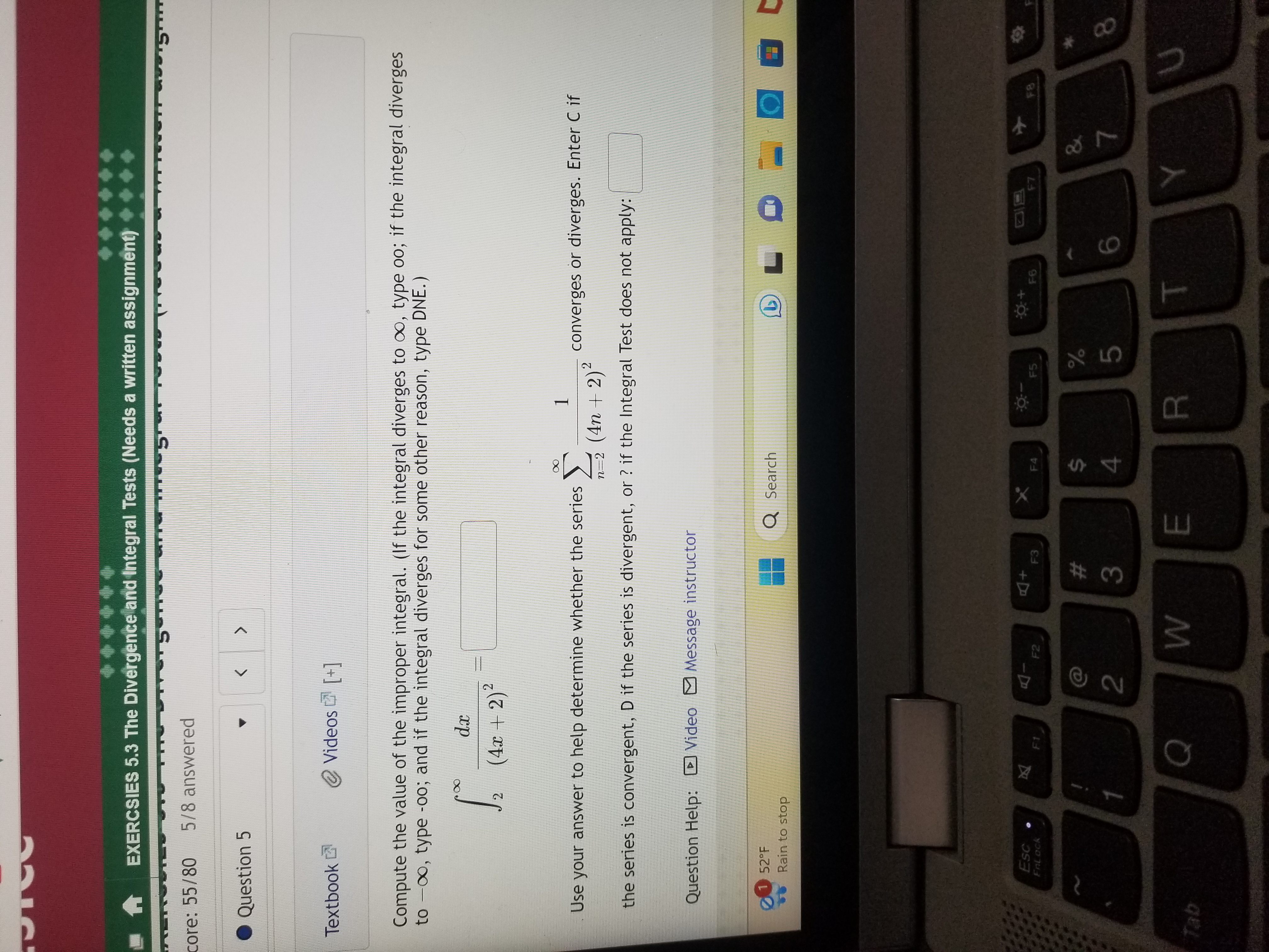 it to the series iM 8 r" where r= Completing the test,