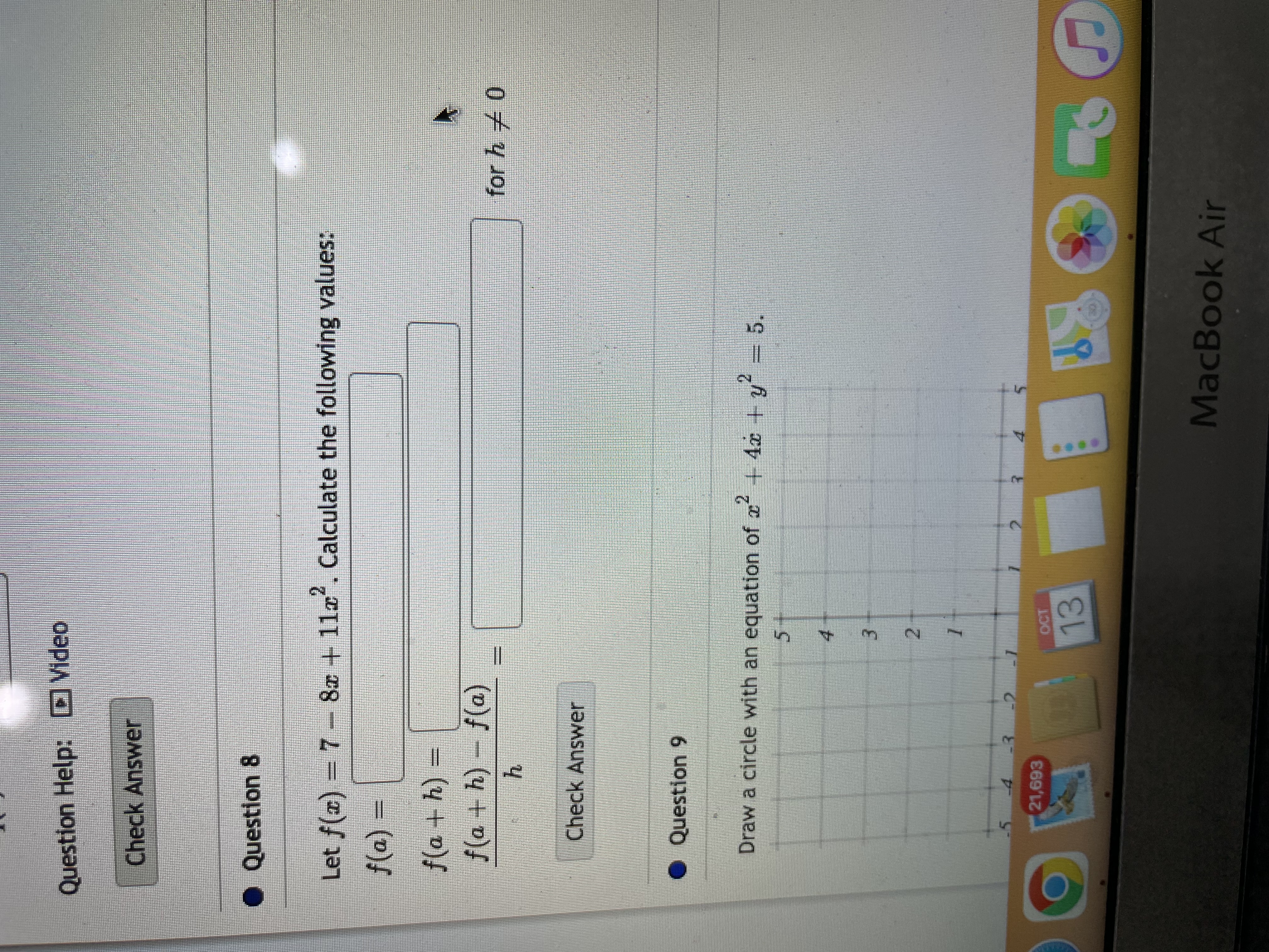find the domain of f(g(z) ) Domain: Question Help: Video Check Answer