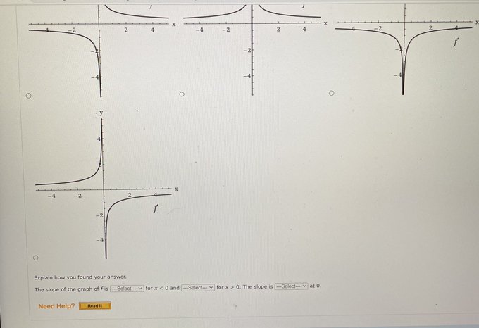 The slope is -Sokct-w/ 01 0; Need Help? Readh