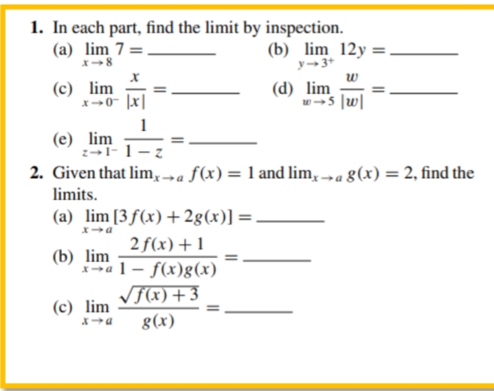 = (b) lim 12y = _ x-8 y- 3+ X W (c)